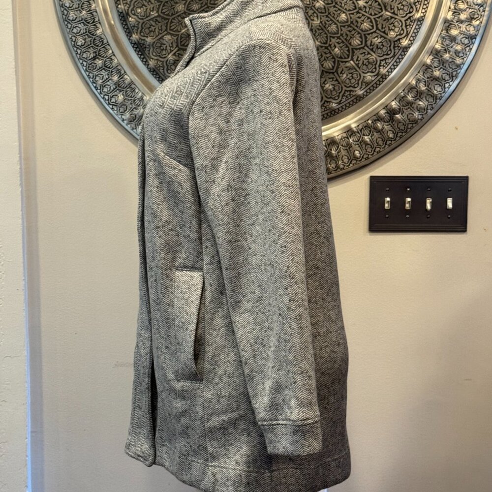 Lands' End Womens Grey Herringbone Fleece Jacket XL/18 - Picture 4 of 15